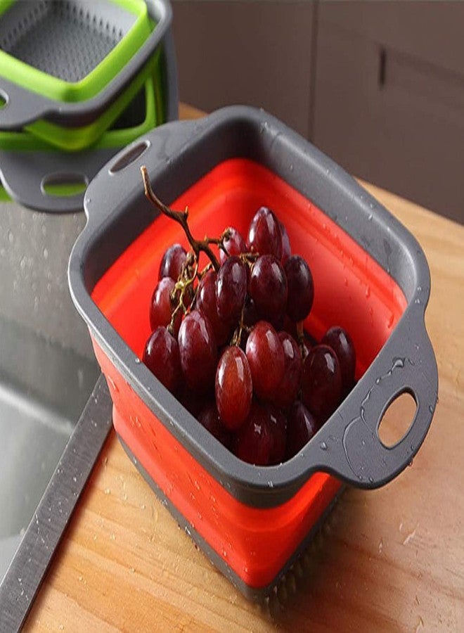 Ezalla Silicone Collapsible Vegetable/Fruit Colander Folding Strainer with Extendable Handles for Kitchen, Sink Drain Storage Basket (Multicolor) Pack of 1 - Image 5